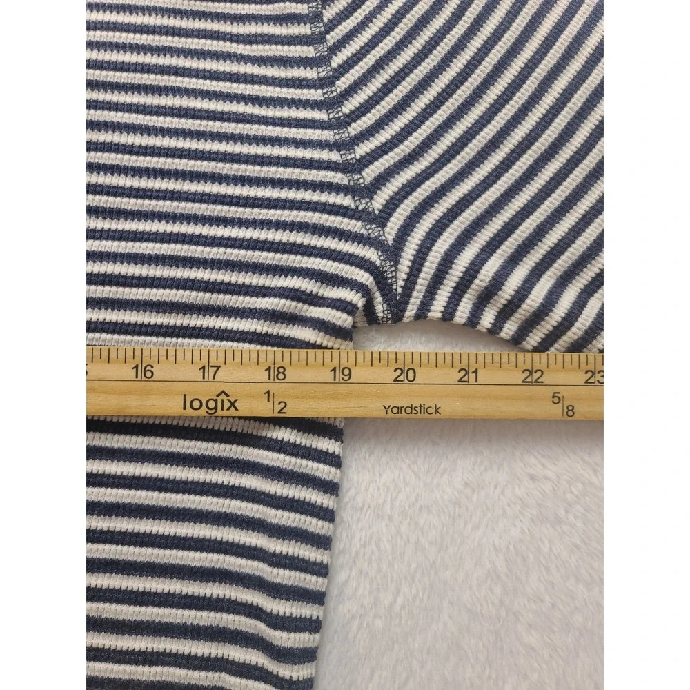 Polo Ralph Lauren Men's Large Blue White Striped Waffle Knit‎ Thermal Shirt L/S